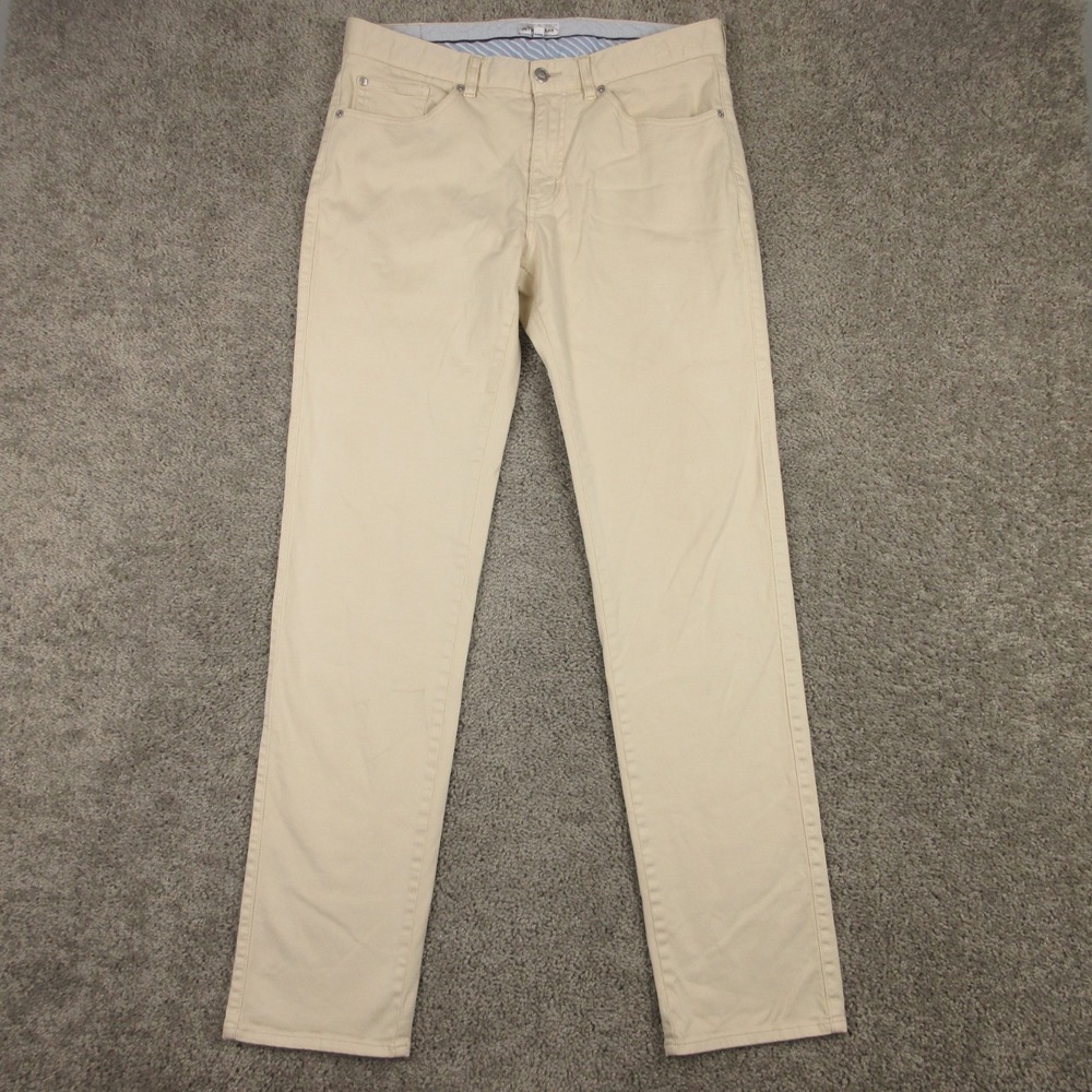 Peter Millar Pants Mens 33 Beige Cream Ultimate Sateen 5 Pocket Chinos Zip Fly